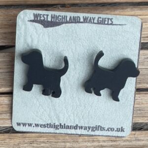 Black puppy stud earring