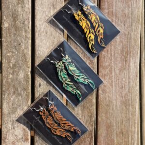 Lightweight wooden feather earrings